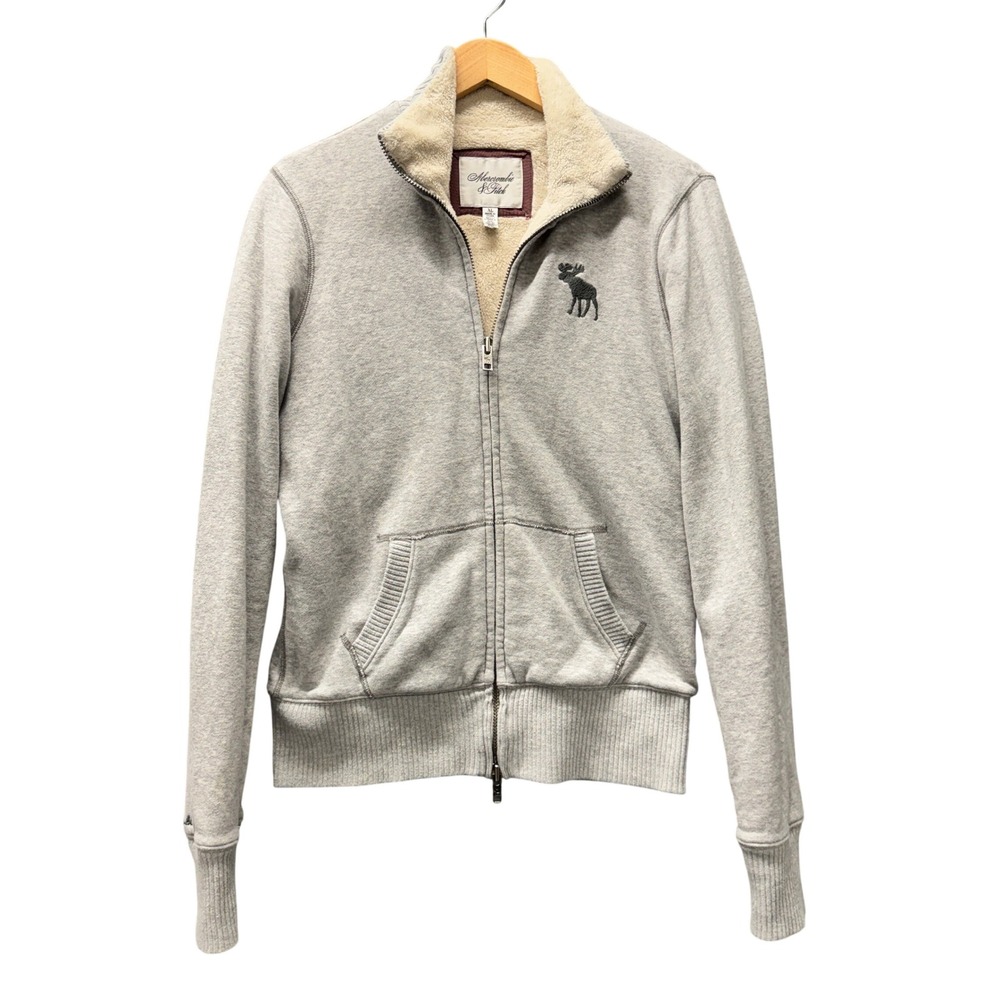 Vintage Abercrombie & Fitch Full Zip Jacket Womens XL Sherpa Lined‎ Gray